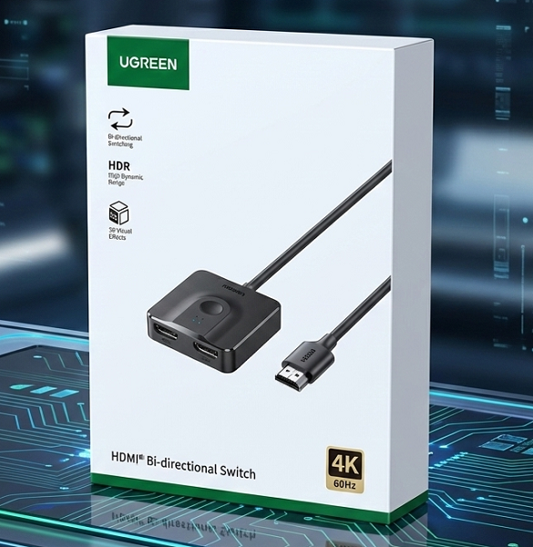 Bộ gộp HDMI 2 vào 1 Ugreen 70607 - Hỗ trợ 4K@60Hz, HDR, Hai chiều tiện dụng